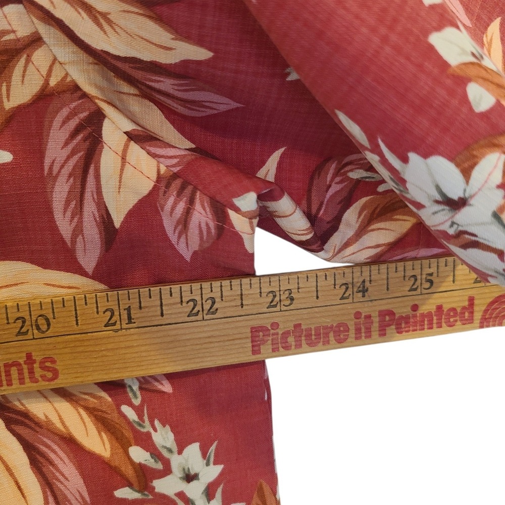 Tommy Bahama Womens Large Red Silk Tropical Palm Leaf Floral Camp Shirt Hawaiian - Picture 5 of 7